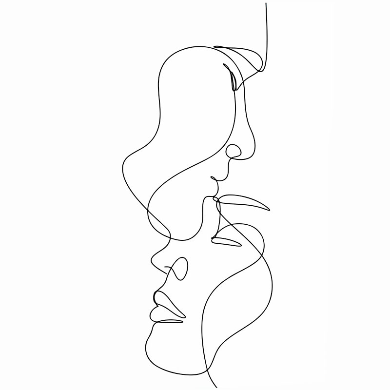 Πίνακας σε καμβά Line Art Tender Kiss